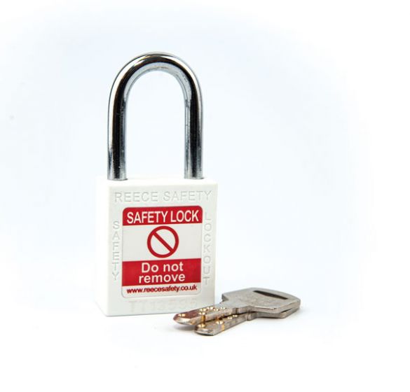  WHITE Steel Shackle safety padlock keyed differently