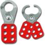  Lockout Hasp steel, red plastic coated, scissor action 25mm dia jaws 