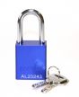 Aluminium bodied safety padlock with steel shackle-blue-Keyed to Differ